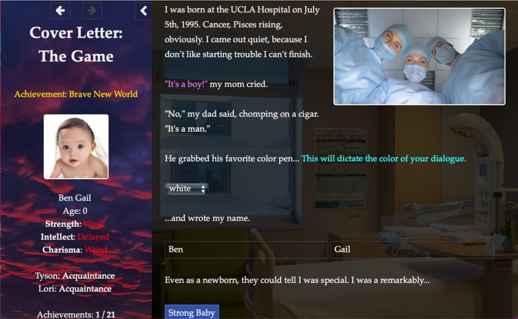 Cover Letter: The Game cover art