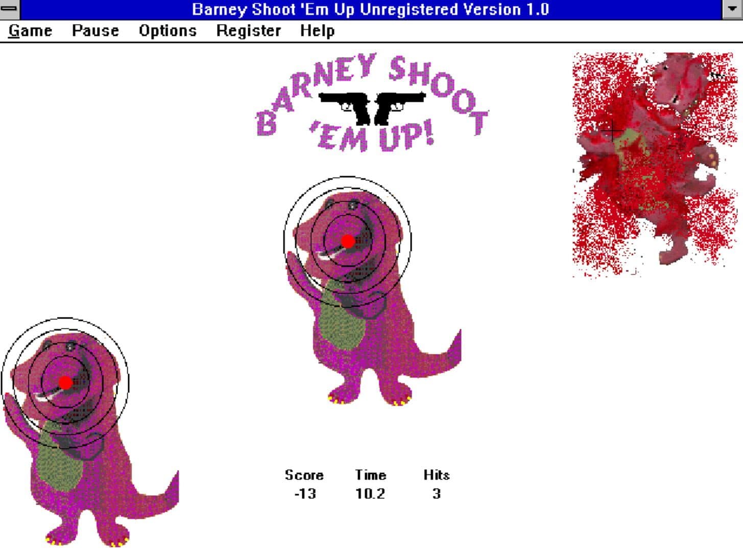 Barney Shoot 'Em Up cover art
