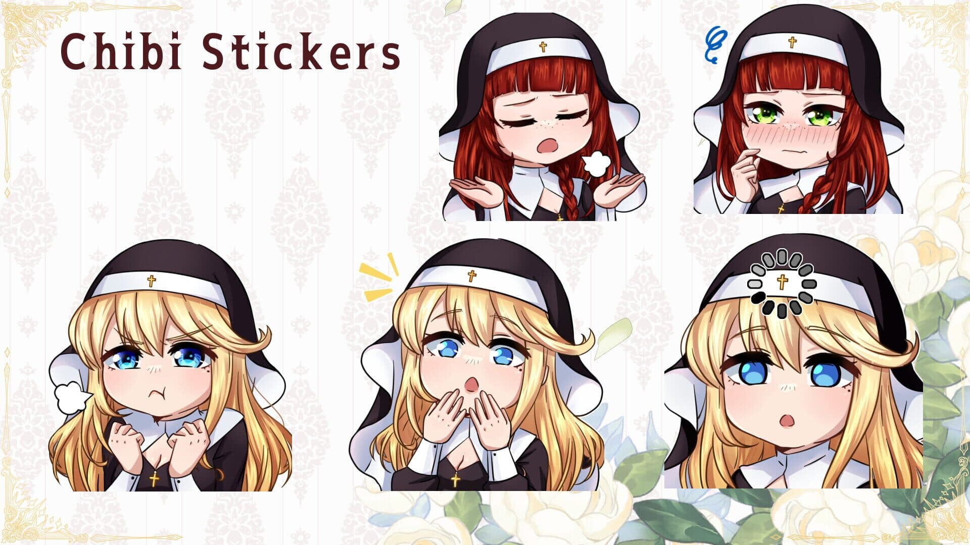 Tentacles Party With Nuns Chibi Stickers cover art