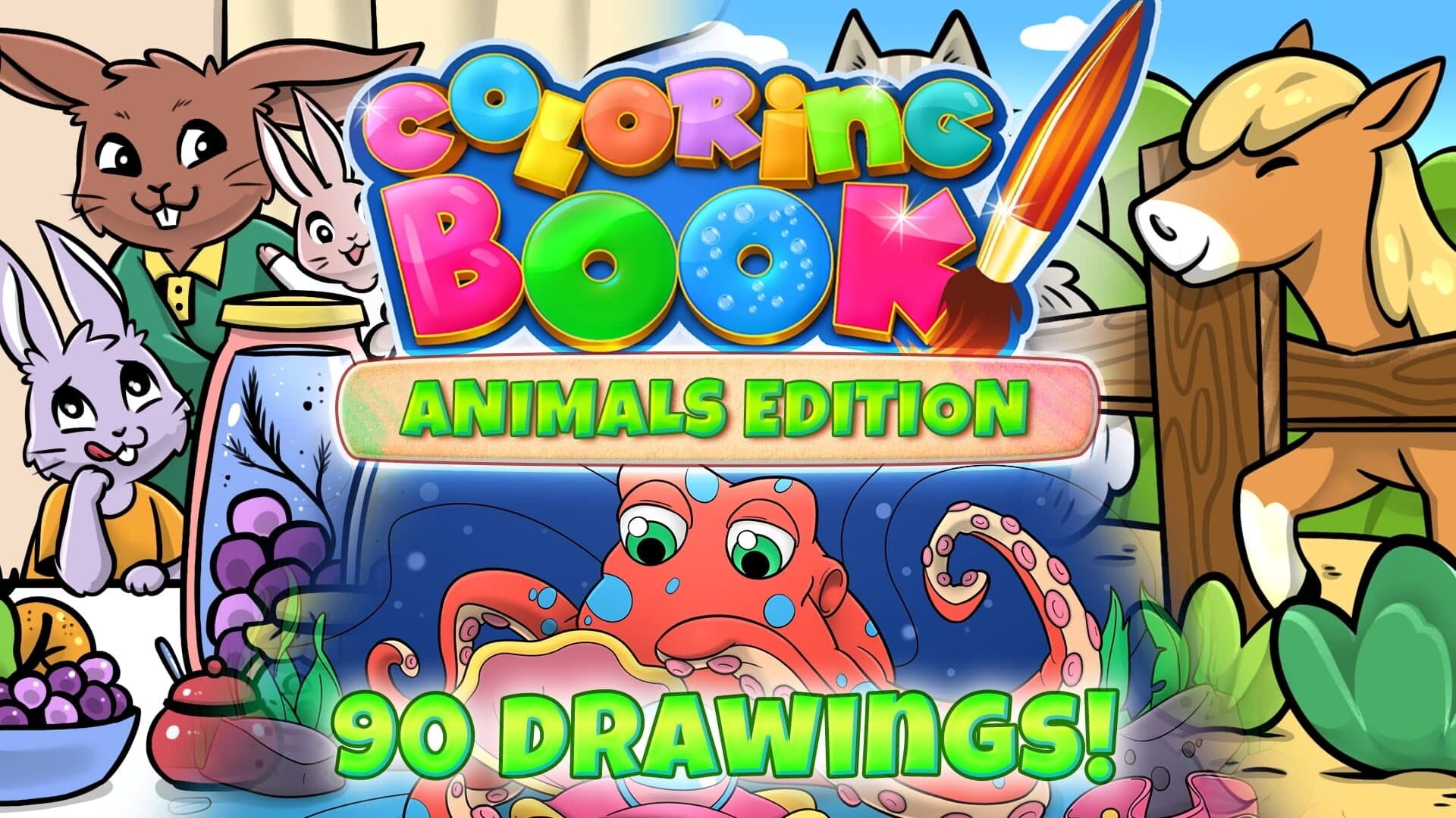 Coloring Book: Animals Edition - 90 drawings cover art